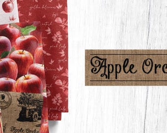COTTON SQUARES, 5 inchs, Apple, 100% cotton, quilt cotton - Apple Orchard of Camelot Fabrics