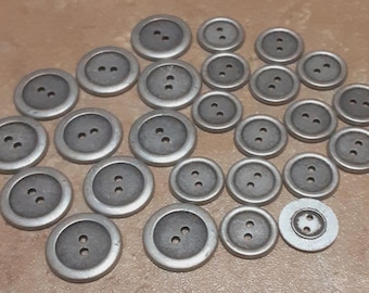 26 Buttons: 15 X 18mm and 11 X 24mm, metal button silver