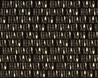 SALE, CAMELOT FABRICS, White writing, black background, Xoxo, 21190702, col 04, cotton, cotton quilt, cotton designer
