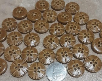 12 buttons, Leather brown light, 15 mm, imitation leather
