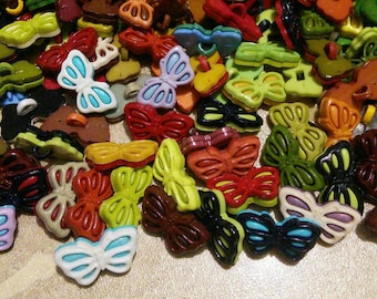 19mm, 100 buttons BUTTERFLY, button vintage, BF12