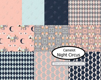 CAMELOT FABRICS, 10 designs, Night Circus, 1 of each, cotton