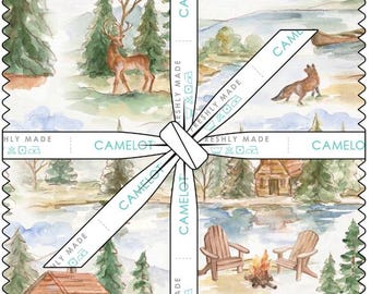 QUILT FABRICS, 42 squares 10 inchs, 100% cotton, quilt cotton - Living on Lake Time of Camelot Fabrics