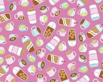RILEY BLAKE, Coffee, Hot pink, 10894, Rainbow Fruit, fabric, cotton, quilt cotton