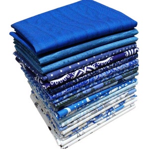 BLUE, Pack of 20, 100% cotton, Various patterns, quality quilting, cotton designer