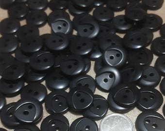 12 buttons, 15 mm, BLACK, glossy button, vintage button, button 2 holes