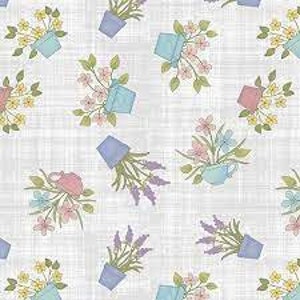 BENARTEX FABRICS, Fabric Happy Flowers, Light Sky, Butterfly Garden, 6362, 05, 100% cotton, cotton quilt, cotton designer