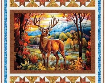 QUILT FABRIC Panel WOLF, 60"X70", 100% coton - Wanderer of the Woods de Camelot Fabrics