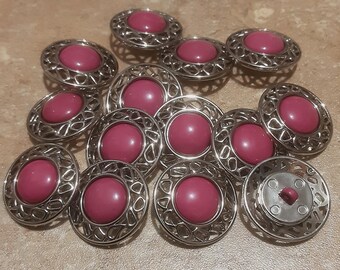 24mm, 14 Buttons, button silver and pink