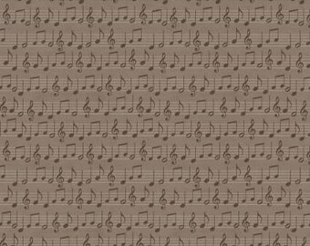 Fabric cotton, MUSIC SHEETS, Taupe, 66240106, 02, Quilt Fabrics, 100% cotton, quilt cotton - Song Bird of Camelot Fabrics