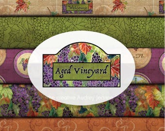 QUILT FABRICS, 17 prints, Vineyard, 100% cotton - Aged Vineyard de Camelot Fabrics
