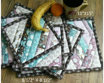 Kit 5 Potholders, Patchwork Hot Mats Potholder Trivet Oven mitt