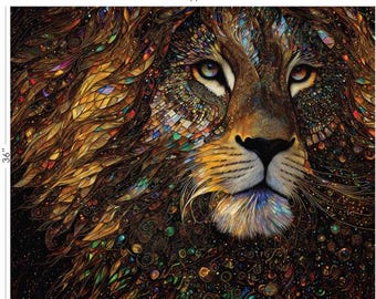 QUILT FABRIC Panel, 36"X44", LION, 16240301P, 100% coton - Gilded de Camelot Fabrics