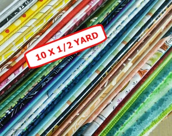 10 prints of 100% cotton, Various patterns, quality quilting, cotton designer