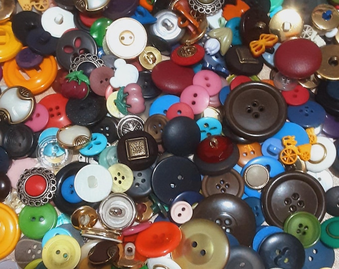 Featured listing image: 300 buttons,  2 holes, 4 holes, rod, childish, chic, lucite, celluloid, metal, bundle buttons, economic, best deal,  1970-2000