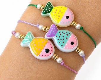 Colorful Fish Adjustable Bracelet | Handmade | Summer Jewelry | Fish Charm Bracelet | Gift for Her