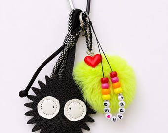 Beaded Bag Charm | Paracord Keychain | Cute Purse Charm | Colorful Backpack Accessory | Kawaii Keychain | Handmade Gift for Her | Aesthetic