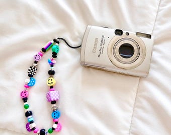 Handmade Colorful Phone & Camera Charms: Smiley Face, Rainbow, Checkered Beads