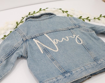 Chaqueta con nombre bordado, chaqueta vaquera con nombre, chaqueta vaquera para niños, chaqueta vaquera bordada