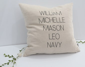 Mother's Day Gift, Personalized Embroidered Family Name Pillow Cover