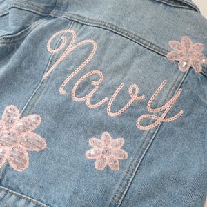 Name Jacket, Embroidered Denim Jacket, Custom Denim Jacket, Personalized Denim Jacket, Sequin Denim Jacket, Denim Name Jacket