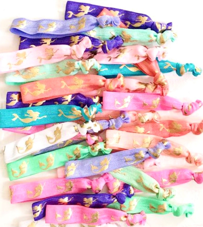 Birthday Party Favors Bulk Hair Ties Mermaid Party Mermaid Birthday Party Mermaids Hair Ties Mermaid Birthday Mermaid Mermaid