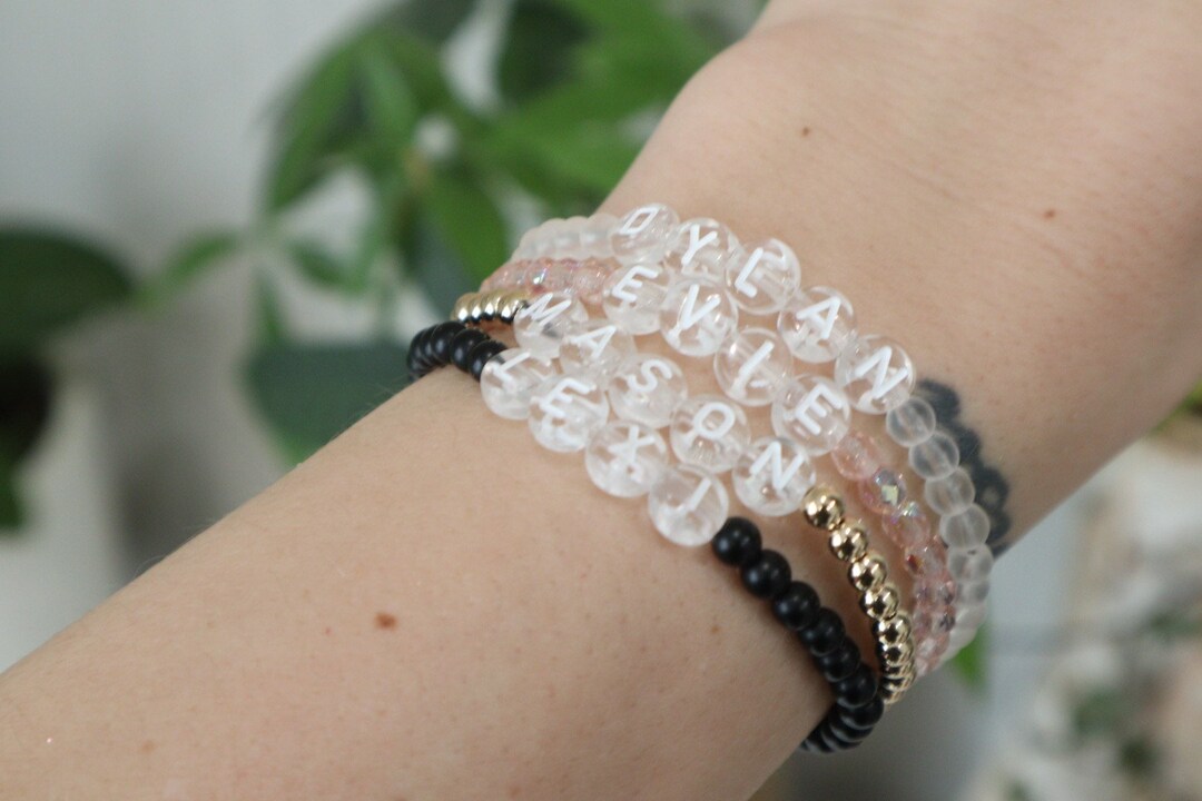 Name Bracelet, Customized Name Bracelet, Gold Bead Bracelets Etsy