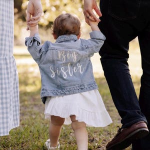 Big Sister, Big Sister Jacket, Embroidered Name Jacket, Denim Name Jacket, Kids Denim Jacket, Embroidered Denim Jacket image 2
