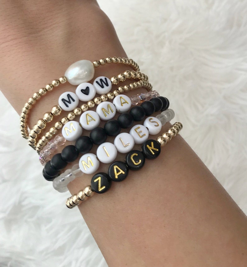 Bead Name Bracelet Customized Name Bracelet Gold Bead Etsy