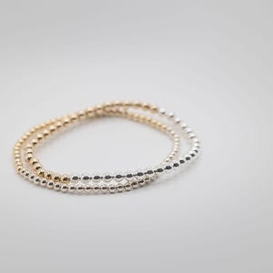 Silver and Gold Beaded Bracelets, 14k Gold Filled Bead Bracelets, Sterling Silver