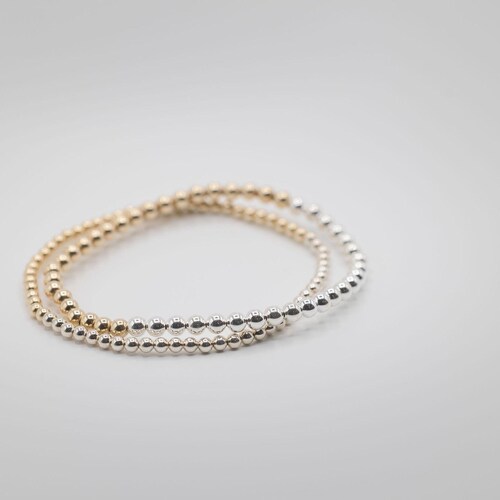 Bracelets de perles en argent et or, bracelets de perles en or 14 carats, argent sterling