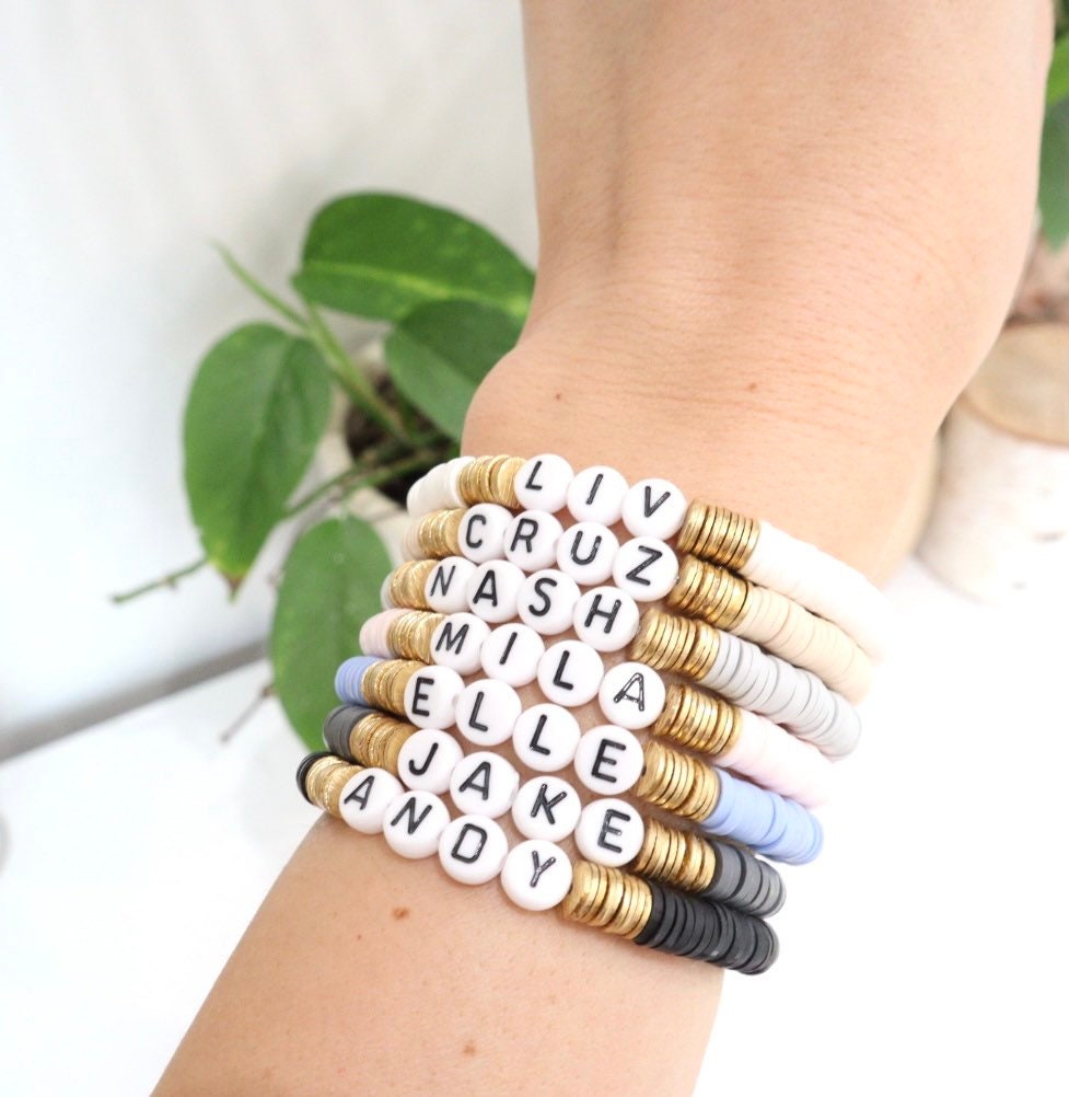 Name Bracelets, Custom Name Bracelets, Heishi Custom Name Bracelet, Gold  Bead Name Bracelet, Bead Bracelet, Customized Name Bracelet - Etsy Canada