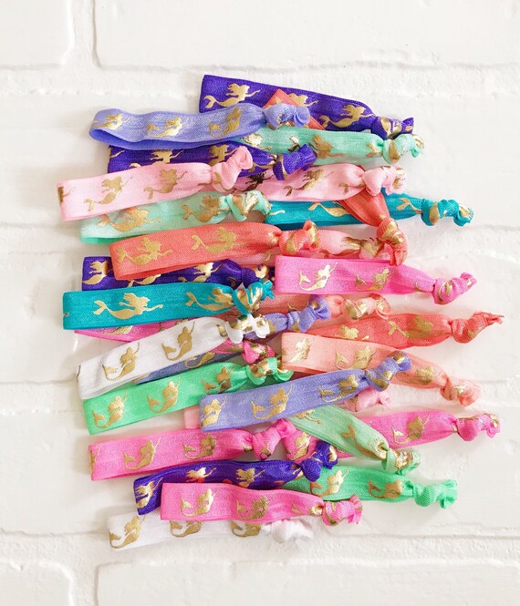 Mermaid Party Mermaid Hair Ties Bulk Hair Ties Mermaid Etsy