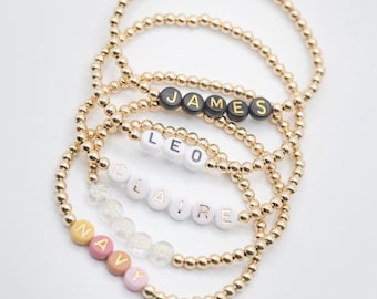 Gold Filled Name Bracelet, Gold Filled Name Bracelet, Bead Name Bracelet, 14k Gold Filled, Customized Name Bracelet, Gold Bead Bracelets