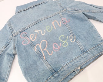 Embroidered Name Jacket, Embroidered Denim Jacket, Custom Denim Jacket, Personalized Denim Jacket