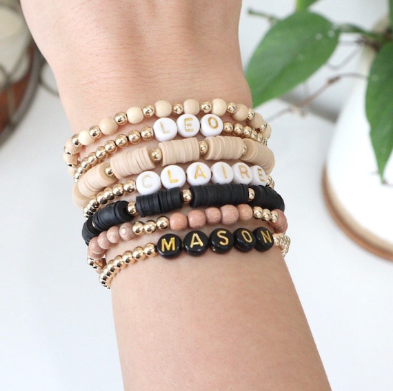 Gold Bead Name Bracelet Gold Filled Name Bracelet Bead Name