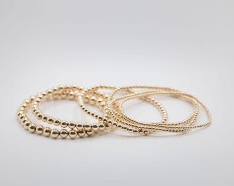 Gold Filled Bracelets, Gold Bead Bracelets, 14k Gold Filled Bead Bracelets, Solid Gold Filled Bead Bracelets