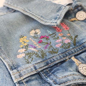 Jean Jacket, Embroidered Wildflower Jacket, Embroidered Denim Jacket, Embroidered Denim Jacket, Denim Jacket