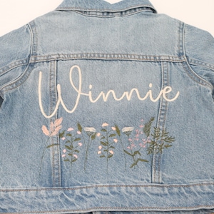 Embroidered Name Jacket, Embroidered Denim Jacket, Custom Denim Jacket, Personalized Denim Jacket, Child Denim Jacket, Wildflower Jacket image 5