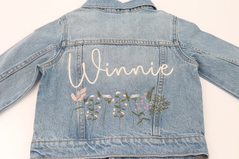 Embroidered Name Jacket, Embroidered Denim Jacket, Custom Denim Jacket, Personalized Denim Jacket, Child Denim Jacket, Wildflower Jacket image 5