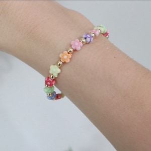 Gold Bead Bracelets, Flower Beads, Flower Bead Bracelets, 14k Gold Filled Bead Bracelets, Sold Gold Filled Bead Bracelets