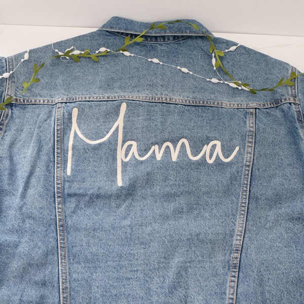 Embroidered Name Jacket, Denim Name Jacket, Mama Denim Jacket, Wifey, Wifey Jacket, Bride Denim Jacket, Mrs Denim Jacket,