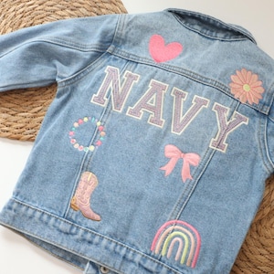 Embroidered Patch Denim Jacket, Custom Denim Jacket, Personalized Denim Jacket, Child Denim Jacket, Denim Name Jacket