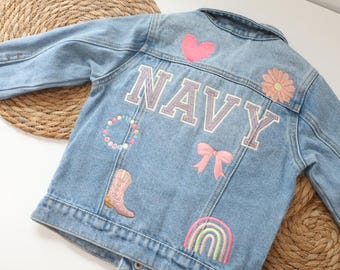 Embroidered Patch Denim Jacket, Custom Denim Jacket, Personalized Denim Jacket, Child Denim Jacket, Denim Name Jacket