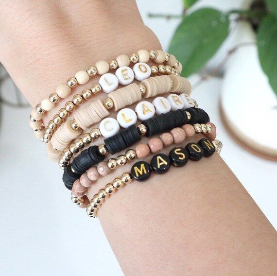 Gold Bead Name Bracelet Gold Filled Name Bracelet Bead Name