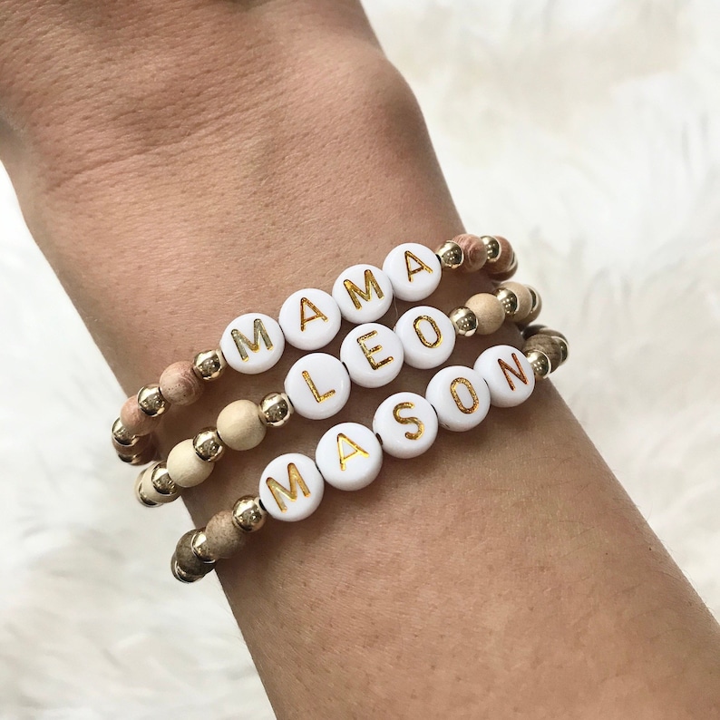 Bead Name Bracelet Customized Name Bracelet Gold Bead Etsy