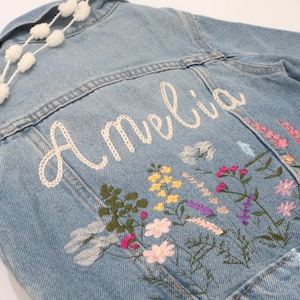 Embroidered Wildflower Jacket, Embroidered Denim Jacket, Embroidered Denim Jacket, Denim Jacket, Child Denim Jacket, Wildflowers