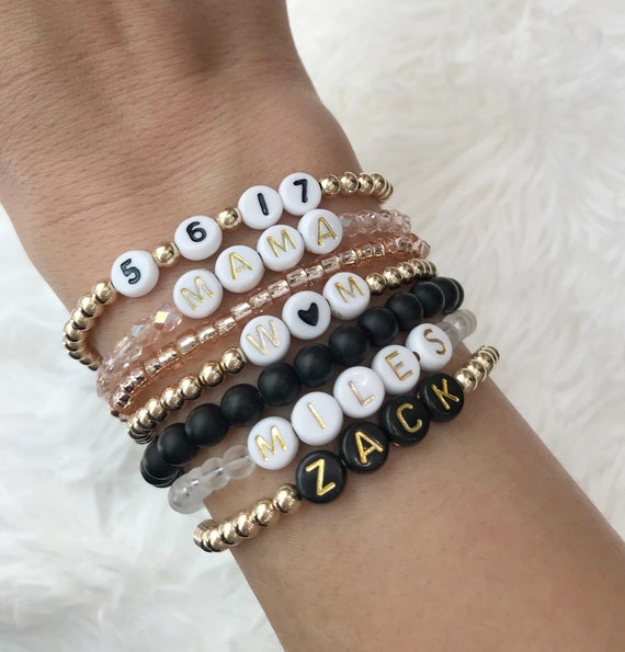 Bead Name Bracelet Customized Name Bracelet Gold Bead Etsy