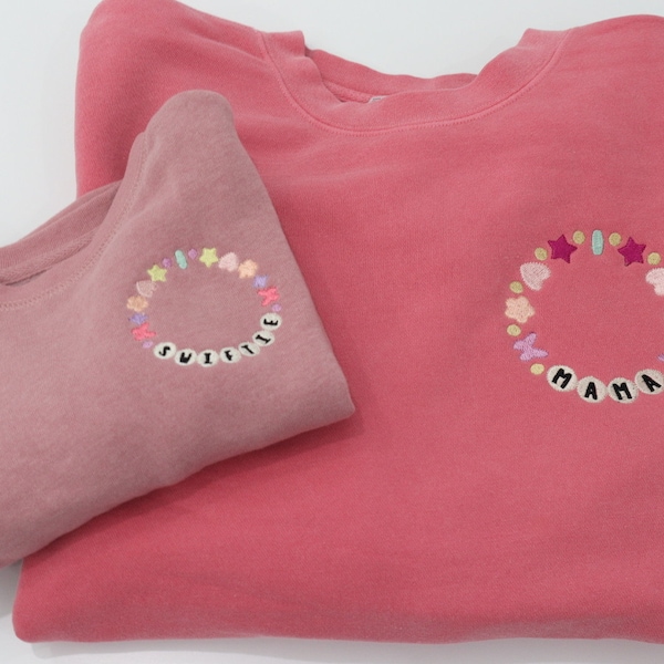 Swiftie, Mama Sweatshirt, Friendship Bracelet, Swiftie Sweatshirt, Custom Embroidered Sweatshirt, 3D Embroidery, Mother’s Day