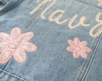 Chaqueta con nombre, Chaqueta vaquera bordada, Chaqueta vaquera personalizada, Chaqueta vaquera personalizada, Chaqueta vaquera para niños, Chaqueta vaquera con nombre